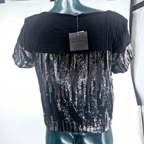 NEW Pure Sugar Black Sequin Short Sleeve T-shirt Blouse Top Women's Size S 3332 - Picture 2 of 8